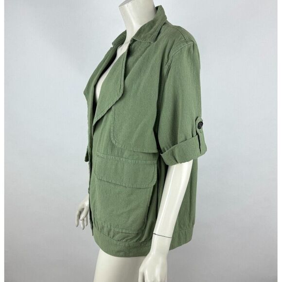 FRAME Cotton Jacket With Oversized Pockets Women M EUC Short Sleeve V-Neck - Picture 4 of 12